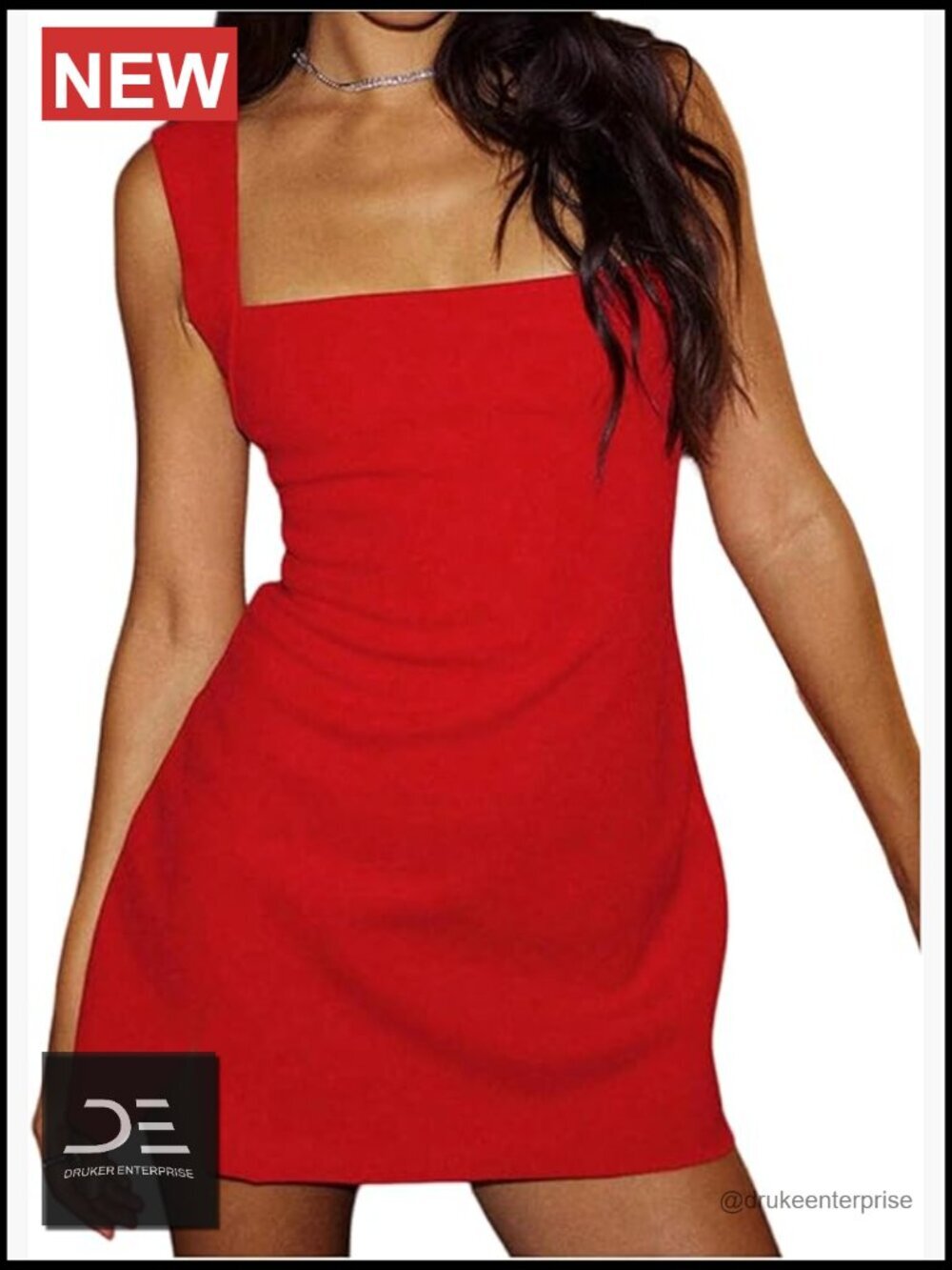 Sleeveless Square Neck Bodycon Mini Dress Side Slit Party Club Night Out